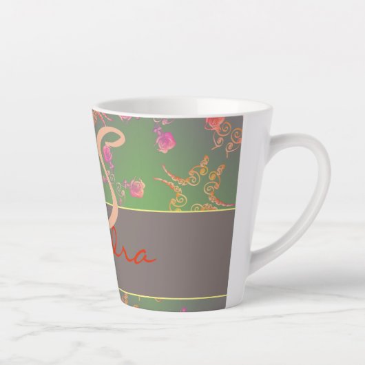 Coeurs roses Mousse pourpre Moss Latte Mug (Droite)