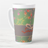 Coeurs roses Mousse pourpre Moss Latte Mug (Angle gauche)