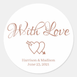 Coeurs roses personnalisés Mariage cadeau stickers