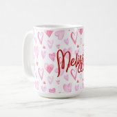 Coeurs roses personnalisés Mug en céramique (Devant gauche)