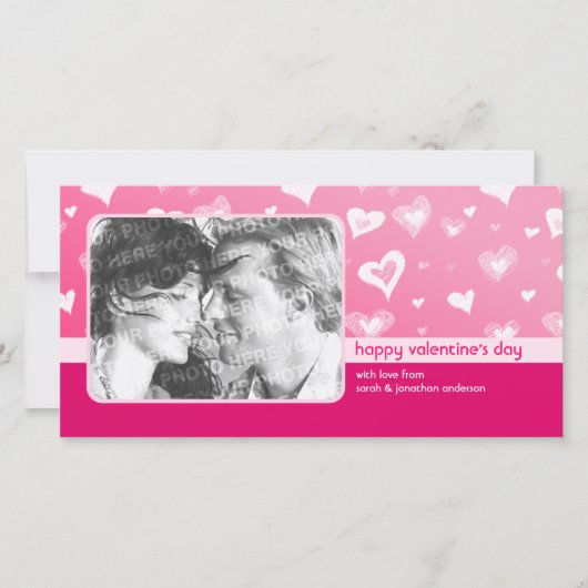 Coeurs roses Saint Valentin carte photo (Devant)