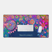 Coeurs roses Whimsical Floral Personnalisé Bleu (Clavier et souris)