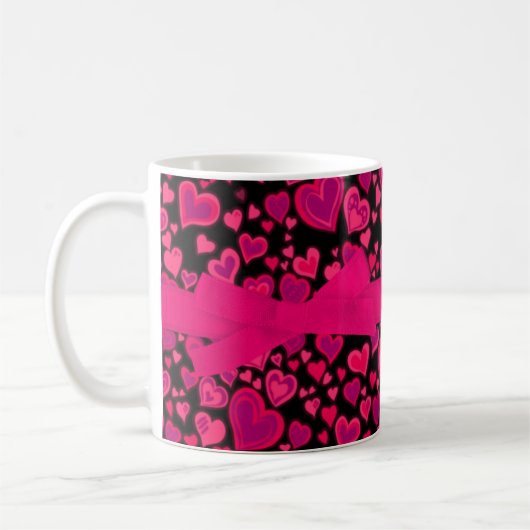 Coeurs rouge rose noir mug (Gauche)