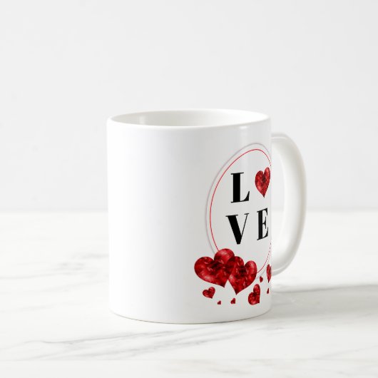 Coeurs rouges Aimer Romantique Thé Tasse de café M (Devant droit)