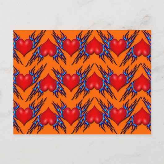 Coeurs rouges avec flamme bleue en carte postale M (Devant)