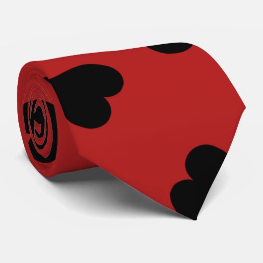 Coeurs rouges de noir de cravate (Roulé)