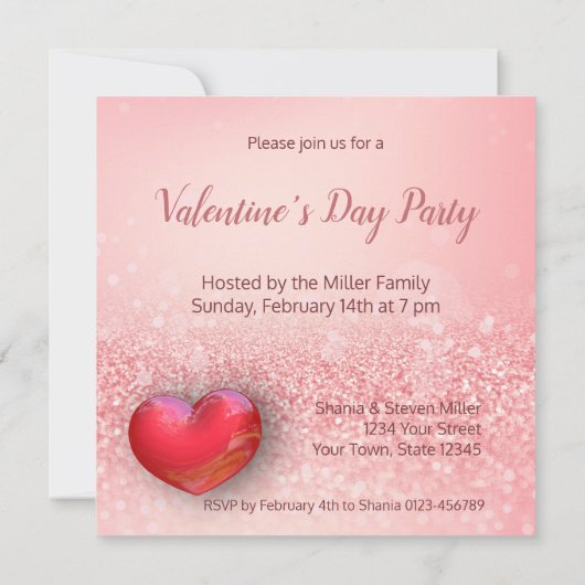 Coeurs rouges de Saint-Valentin - invitation de (Dos)