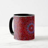 Coeurs rouges et Mug en dentelle bleue (Devant gauche)