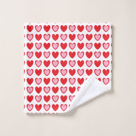 Coeurs rouges et roses (Gant de toilette)