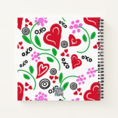 Coeurs rouges Fleurs roses Hugs Sketchbook Journal (Dos)