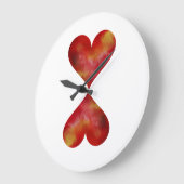 Coeurs rouges - Horloge ronde (grande) (Angle)