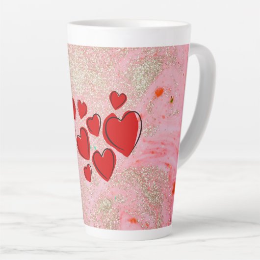 Coeurs rouges Latte Mug (Angle droit)