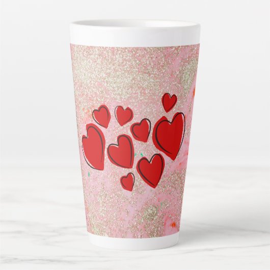 Coeurs rouges Latte Mug (Devant)