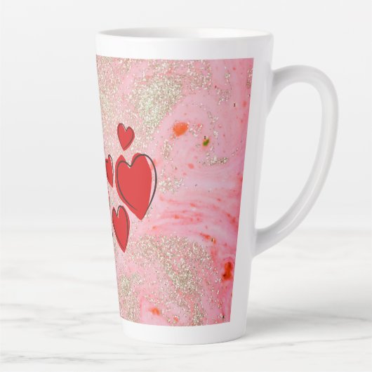 Coeurs rouges Latte Mug (Droite)