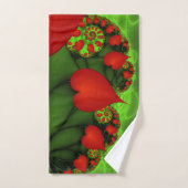 Coeurs rouges Lime vert Moderne Art Abstrait fract (Serviette à main)