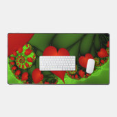 Coeurs rouges Lime vert Moderne Art Abstrait fract (Clavier et souris)