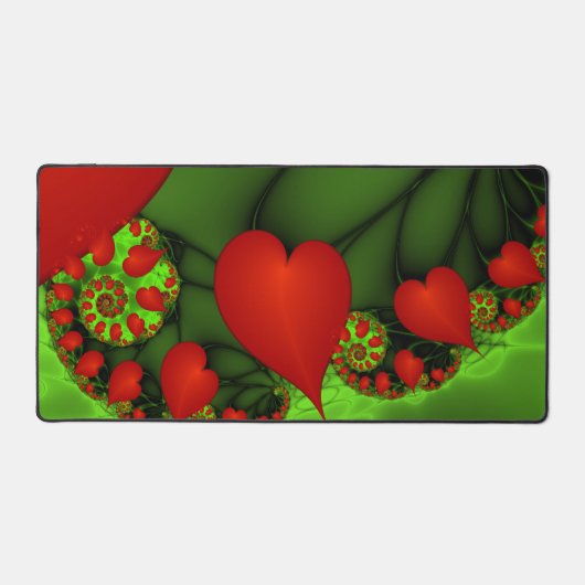 Coeurs rouges Lime vert Moderne Art Abstrait fract (Recto)