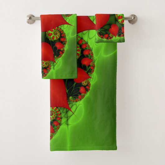 Coeurs rouges Lime vert Moderne Art Abstrait fract (En situation)