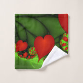 Coeurs rouges Lime vert Moderne Art Abstrait fract (Gant de toilette)
