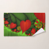 Coeurs rouges Lime vert Moderne Art Abstrait fract (Serviette à main)