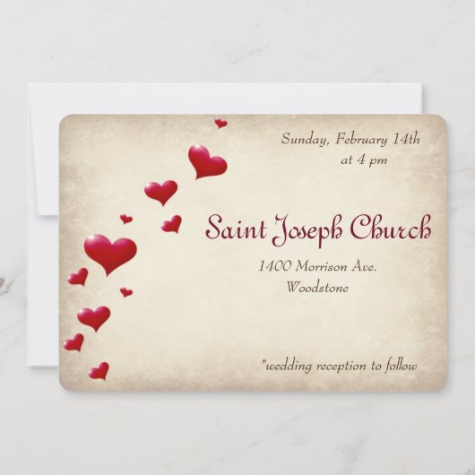 Coeurs rouges mignons Faire-part de mariage d'impr (Dos)