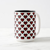 Coeurs rouges Motif café Mug (Devant droit)