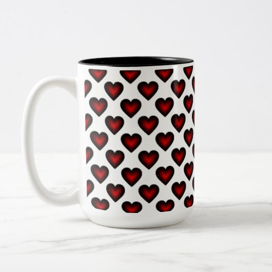 Coeurs rouges Motif café Mug (Gauche)