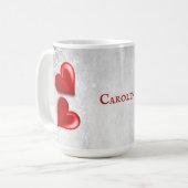 Coeurs rouges Mug café personnalisé (Devant gauche)