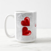 Coeurs rouges Mug café personnalisé (Gauche)