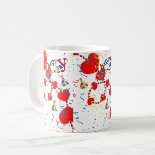 Coeurs rouges Mug heureux Anniversaire Mug (Devant gauche)