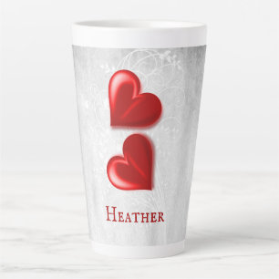 Coeurs rouges Mug latte personnalisée