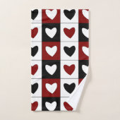 Coeurs rouges noirs blancs motif Saint-Valentin (Serviette à main)