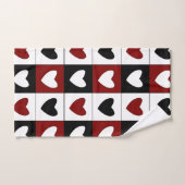 Coeurs rouges noirs blancs motif Saint-Valentin (Serviette à main)