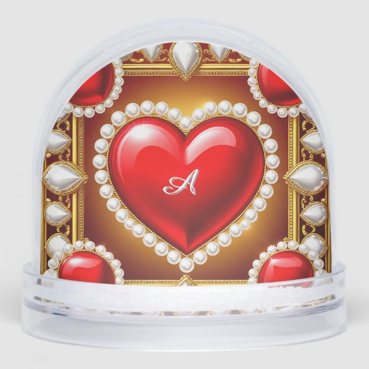 Cœurs rouges ornés d'or et de perles (Avant)