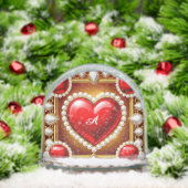 Cœurs rouges ornés d'or et de perles (Noël)