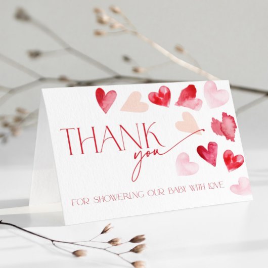 Cœurs Rouges Saint-Valentin Baby Shower Merci