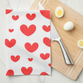 Coeurs rouges Serviettes de cuisine (Quart Plié)