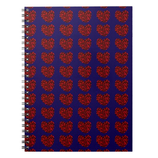 Cœurs rouges sur cahier spiralé bleu (Devant)
