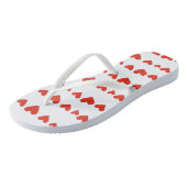Cœurs rouges sur des tongs tendance blanches (Incliné)