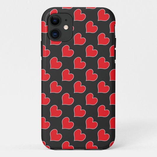 Coeurs rouges sur motif noir iphone 5 coque (Dos)