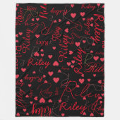 Coeurs rouges sur une couverture noire avec nom (Devant)
