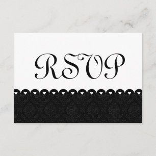 Coeurs RSVP noirs et blancs Dentelle à bascule V00
