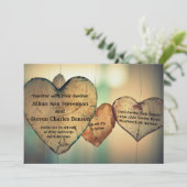 Coeurs rustiques en bois - Faire-part de mariage (Debout devant)