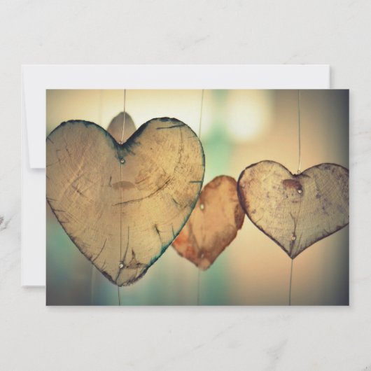 Coeurs rustiques en bois - Faire-part de mariage (Dos)