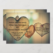 Coeurs rustiques en bois - Faire-part de mariage (Devant / Derrière)