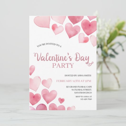 Coeurs Saint Valentin Invitation de fête (Debout devant)