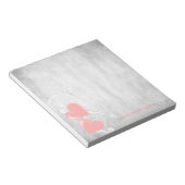 Coeurs Saint-Valentin rose Bloc-notes personnalisé (Incliné)