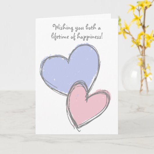 Coeurs simples de griffonnage épousant la carte de (Fleur jaune)