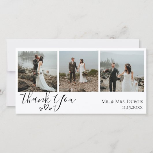 Cœurs Simples Mariage Photo Merci (Devant)