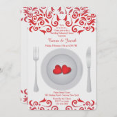 Coeurs sur des invitations d'un dîner de (Devant / Derrière)